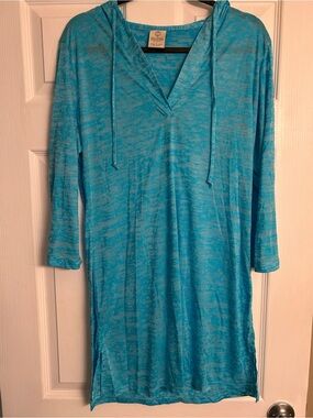 The Balance Collection teal Ombré Hooded Beach Coverup
